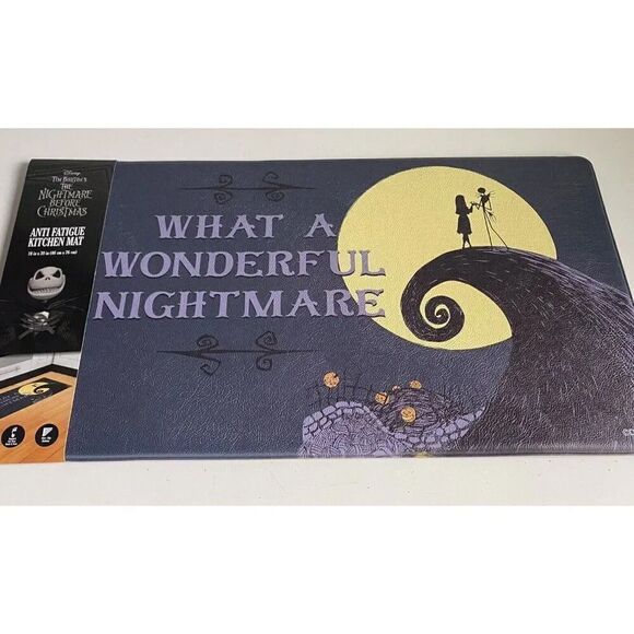 NIGHTMARE BEFORE CHRISTMAS Jack & Sally Anti Fatigue Kitchen Mat 18 x 30” NEW - Picture 2 of 11
